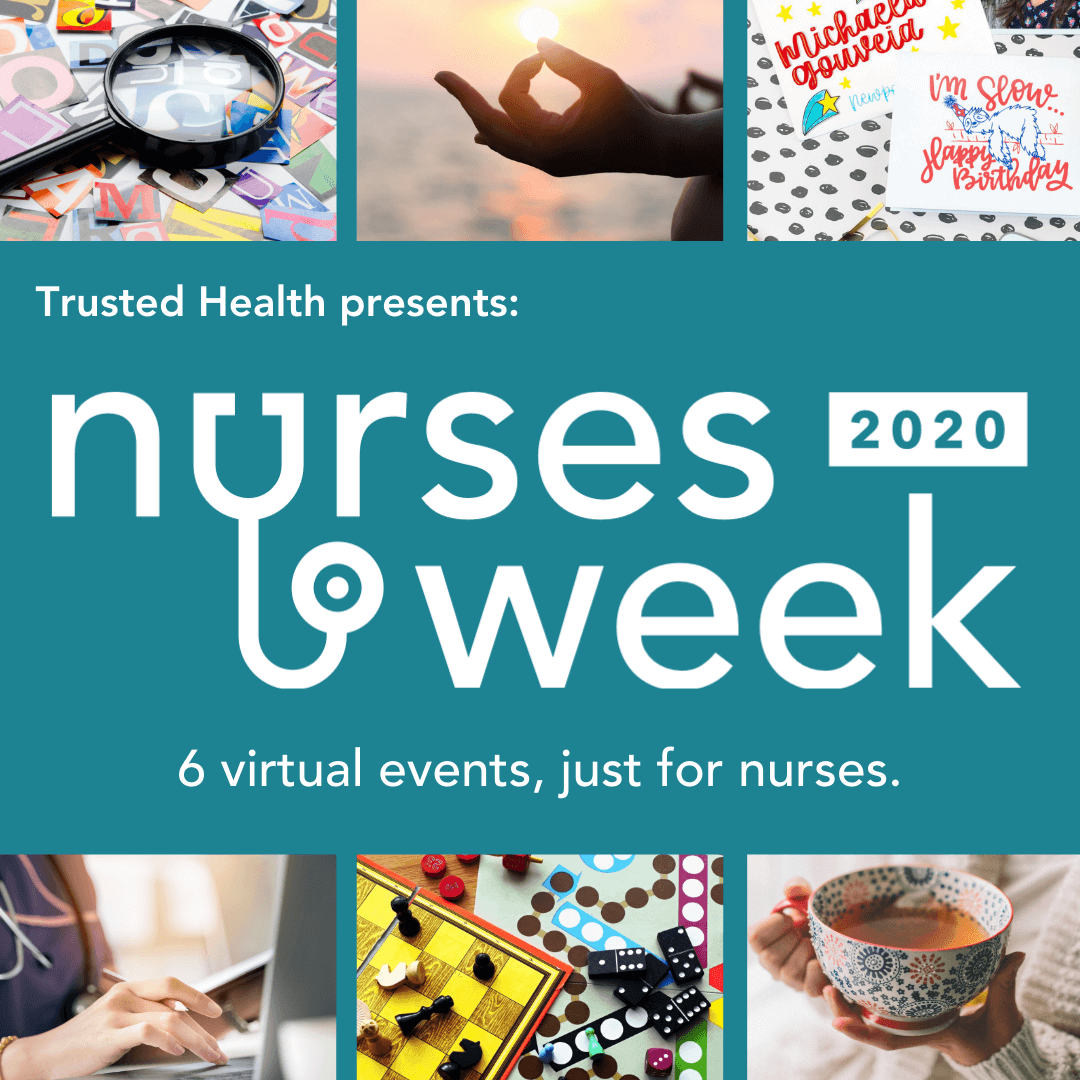 trustedhealth's tweet photo. Hi Nurses! To honor and celebrate you during Nurses Week, we’ve put together a week chock-full of virtual events! RSVP here: https://t.co/sCPRyDv0yW #nursesweek2020 #yearofthenurse #stepupnotback #thankyounurses #trustednurse #modernnurse #trustedhealth #nurse #nurses https://t.co/zEgqennhcn