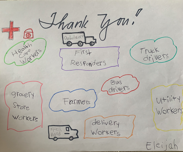 StAlfred_dpcdsb's tweet photo. Eleijah A shares her thank you for essential workers. https://t.co/DkxUfsGPQh