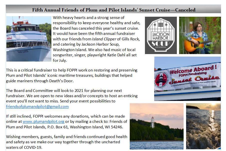 FOPPI has made the difficult decision to cancel our popular Sunset Cruise fundraiser for 2020. Hope to see you all next year...