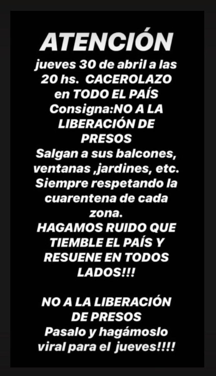 Por favor RT no es solo por justicia por nuestros seres queridos es también para que ninguno de ustedes sufra este dolor y ausencia perpetua q sufrimos nosotros! 
#NoLosLiberen  Jueves 20hs !