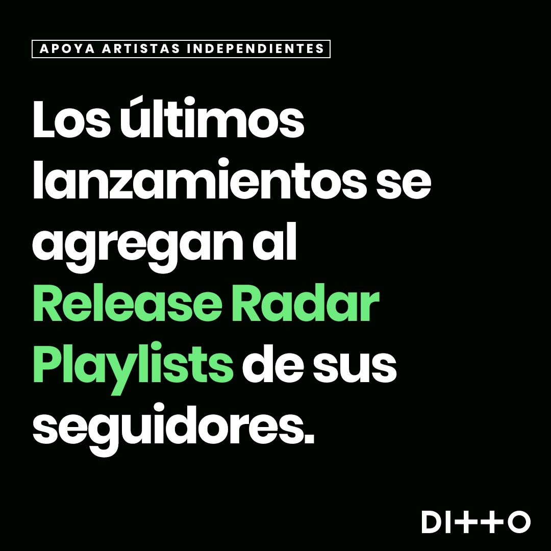 Porque debes seguir a un artista en #Spotify  :                                                     ✅ Aumenta las posibilidades de entrar en #playlists Editoriales.                  ✅ Los seguidores reciben notificaciones de música nueva                   #Dittodistribution