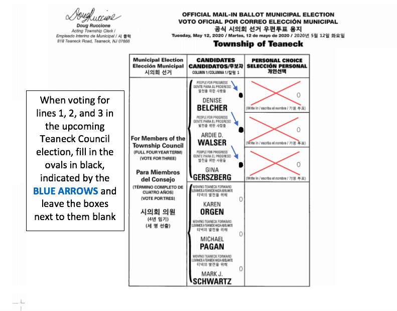 4Teaneck's tweet photo. Clarifications for voting for the People for Progress campaign on the 2020 Teaneck Town Council municipal ballot! https://t.co/SsslqmjEsv