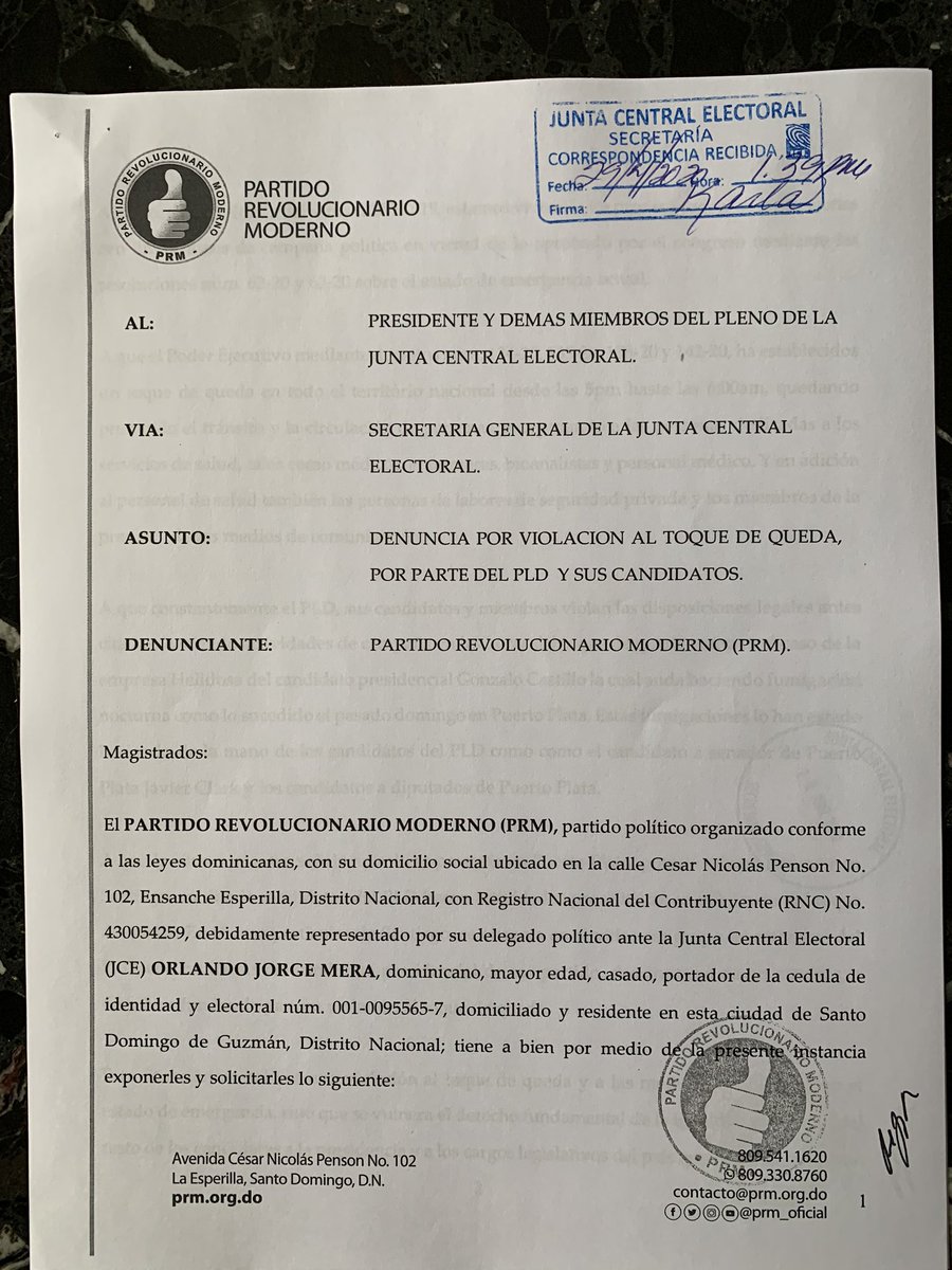 Orlando Jorge Mera on Twitter: "PRM denunció hoy ante JCE que PLD ...