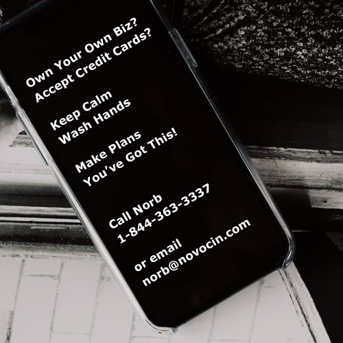 A FIVE MINUTE CONVERSATION COULD SAVE YOU $100's PER MONTH to 10's OF THOUSANDS OF DOLLARS PER YERA IN CREDIT CARD FEES. What could it hurt? (Nothing.)
Give me a call 1-844-363-3337.

No time to talk? Curious? email me an and I will send you some information. norb@novocin.com