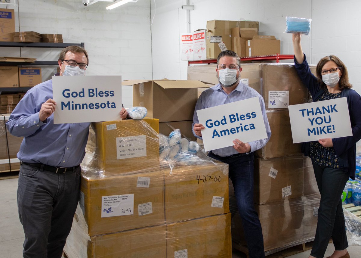 realMikeLindell's tweet image. A big mask drop off for a local senior living center in Minnesota! @MyPillowUSA is grateful to help the residents and team members during this time. Thank you to everyone helping during the times we’re in and keeping safe!