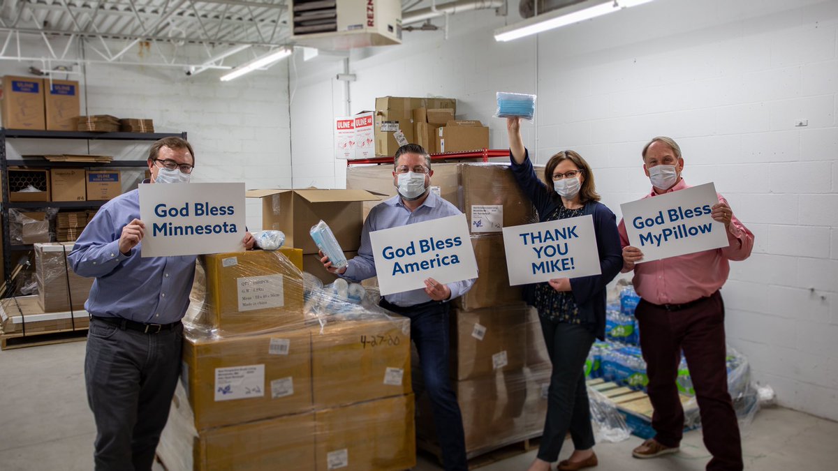 realMikeLindell's tweet image. A big mask drop off for a local senior living center in Minnesota! @MyPillowUSA is grateful to help the residents and team members during this time. Thank you to everyone helping during the times we’re in and keeping safe!