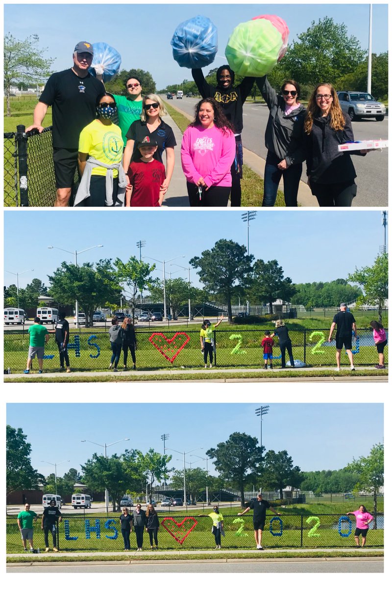 The Admin Team created a message for our seniors this morning. Here’s the before, during, &amp; after shots. We love the class of 2020!💙