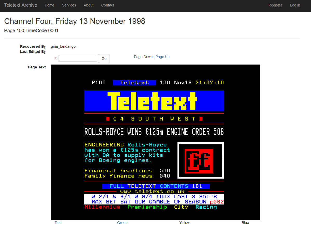 grim_fandango's tweet photo. EXCITING NEWS!  The Teletext Archive is launched - browse teletext services through your web browser, whether desktop, tablet or phone.  You can do text searches, search by broadcaster and/or date, or just mooch around!  https://t.co/nj92o8wJns https://t.co/tRUDoBTxL2