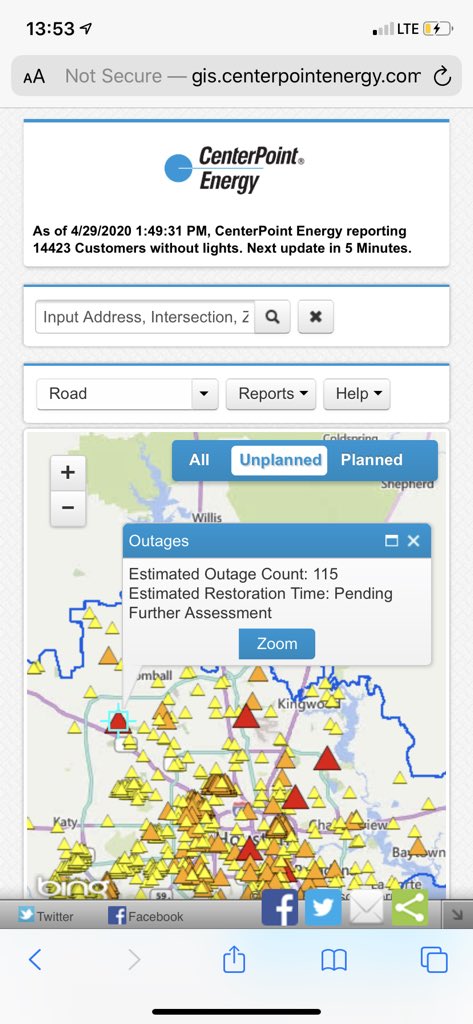 Centerpoint Energy On Twitter Everyone Here At Centerpoint Is Working Hard To Get Electricity Restored As Crews Assess Damage And Restore Power Restoration Times May Be Overestimated Power Will Be Restored As