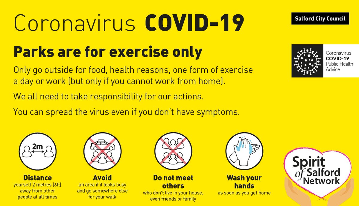 Our parks are open for exercise only, please use them responsibly
No picnics
No BBQs
No sunbathing
No meeting in groups
#COVID19 #StayHomeSaveLives
