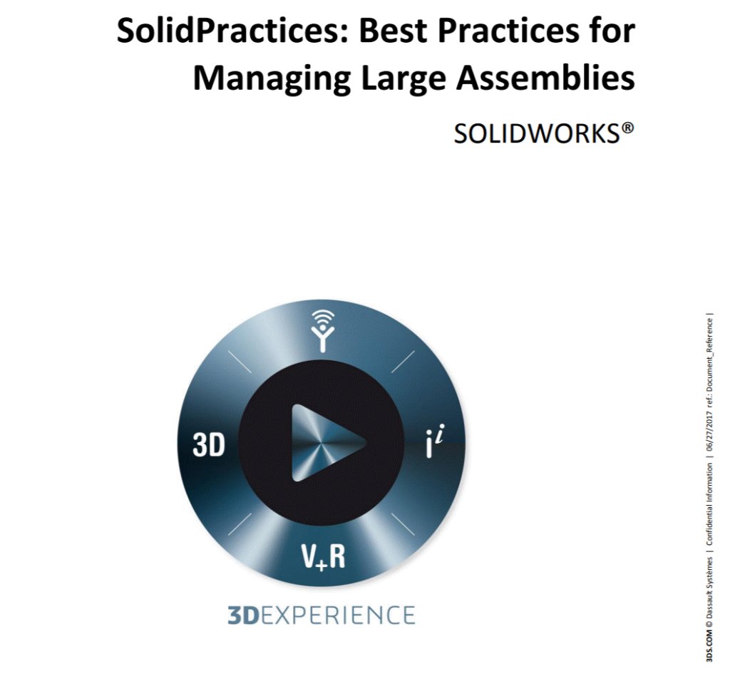 SOLIDWORKSCare's tweet image. Would you like to know best practices for managing large assemblies? Check out one of our newest published SolidPractice guides in KB Solution S-076063
go.solidworks.com/FFH
#SolidPractice #SOLIDWORKS