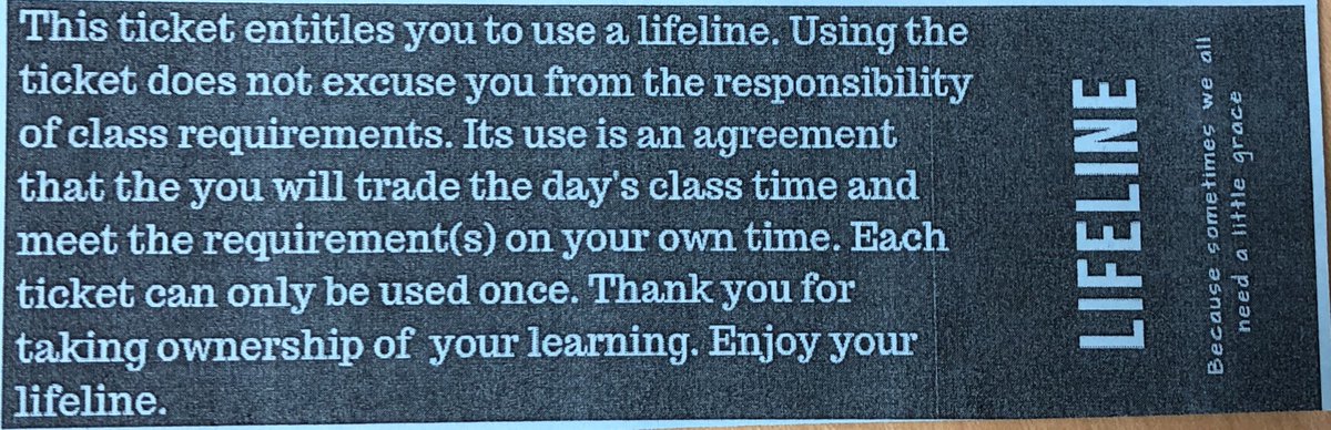 Student today: “Sy, can I use one of my lifelines and turn this in later? Sorry.” 

Me: “No. That was for ‘normal’ school. This is not normal. So, no need. Your automatic lifeline has been activated, and there is no expiration date. So, no late work, no sorry.” 

#ATimeForGrace