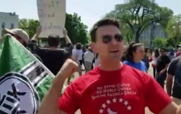 "That flag looks just like a Nazi flag" Posobiec confronted  about waving his Kekistan flag in front of the White House (30 seconds in)