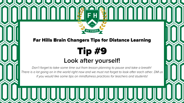 fhcds's tweet photo. Our next #DistanceLearningTip is a SUPER DUPER IMPORTANT ONE!

OUR NEXT NEXT TIP IS TO...look after yourself!

Don't forget to stop and take a breath! We have some mindfulness resources to help make this happen!

#GoFar 
#FarHillsDistanceLearning
#WeBeforeMe
#FalconsRise https://t.co/6OhQakCHNw