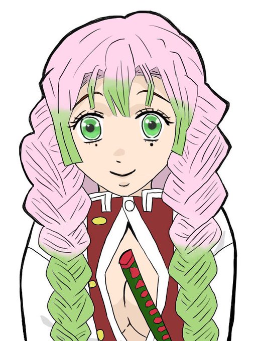 n a n oさんがTwitterに投稿した甘露寺蜜璃(鬼滅の刃)のイラスト。