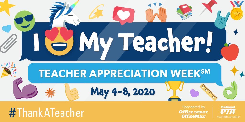 FrederickPTA's tweet photo. Teacher appreciation week starts May 4 and @NationalPTA has some ways you can celebrate. We can all shower teachers in appreciation and share how we ❤️👍🎉and 😍 our teachers! Download toolkits with images like this one at https://t.co/lbwejXXZGs
#ThankATeacher https://t.co/OrFeVa3Kzz