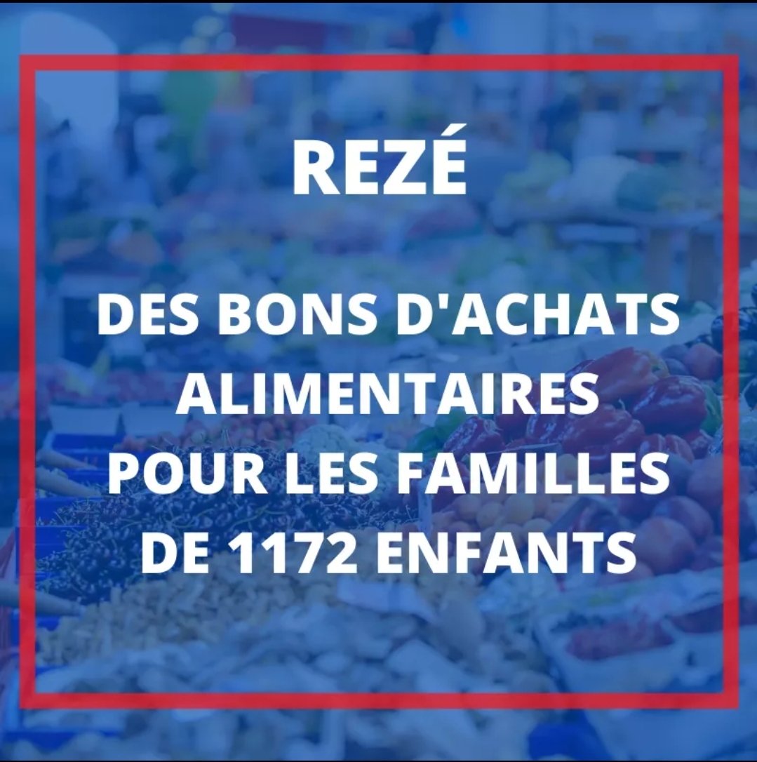 gerardallard's tweet photo. La ville de Rezé met en place une aide d’urgence de 60 euros pour les familles les plus modestes. Cette aide va parvenir dans les 15 jours aux familles des 2 quotients les plus bas et concernera 1172 enfants, soit 33% des enfants qui déjeunent à la restauration scolaire. https://t.co/eZ61r7Wana