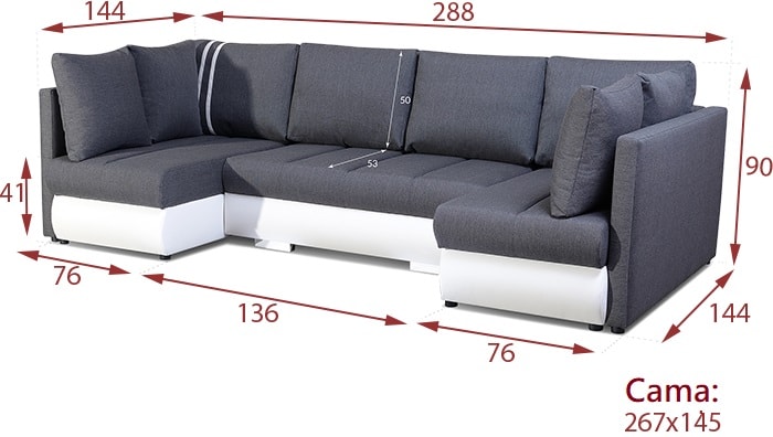 Sofá En Forma De U Pequeño Con Cama, Chaise Longue Y Arcones Bora |  zviz.co.il