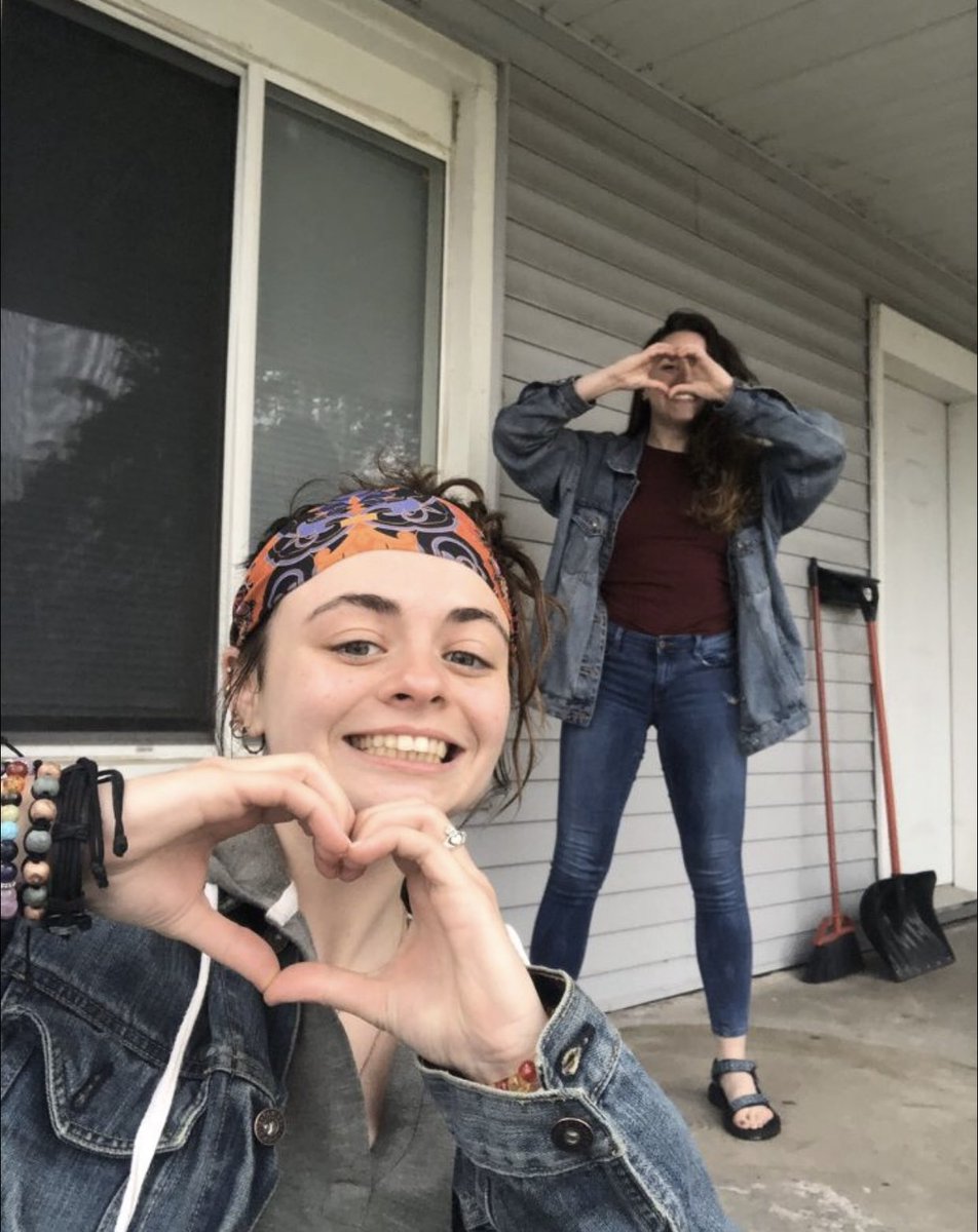 AugustanaSHVP's tweet photo. @leahflanagannn &amp; @lyssabushy are out here sending love to survivors while social distancing. 💙💛

Thank you ladies! #augie4survivors https://t.co/gOBVXTAR13