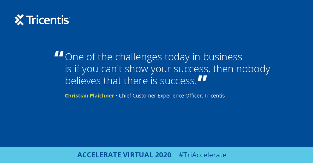 Tricentis's tweet photo. "One of the challenges today in business is if you can't show your success, then nobody believes that there is success." @ChrisPlaichner #TriAccelerate https://t.co/lStzCMhaFX