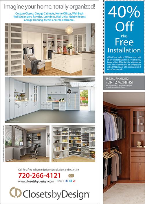 QCSWMag's tweet image. Imagine your home, totally organized! Reach out to Closets By Design for your FREE consultation and SAVE w/ our #QCcoupon! &amp;gt;&amp;gt;&amp;gt; buff.ly/2YnMKLD #qualityconnections #elevatedlifestyle #discoversavings #shoplocal #savings #denver #colorado