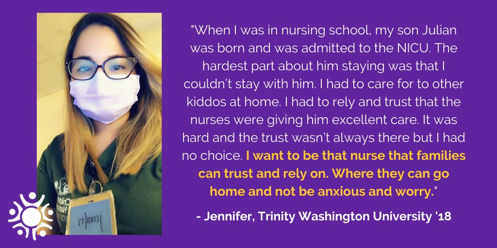 SupportGenHope's tweet image. Sending love and gratitude to this week's #GHHealthcareHero Jennifer, one of our #studentparent Scholar alumni and a @TrinityDC #nursing graduate, who is fighting on the frontlines against #COVID19. Thank you, Jennifer!!!💗 #ThanksHealthHeroes