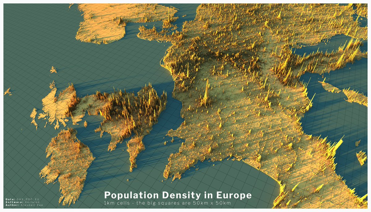 I decided to create a few more European population density renders - you can find more here if you need a break from the doomscrolling: http://www.statsmapsnpix.com/2020/04/population-density-in-europe.html