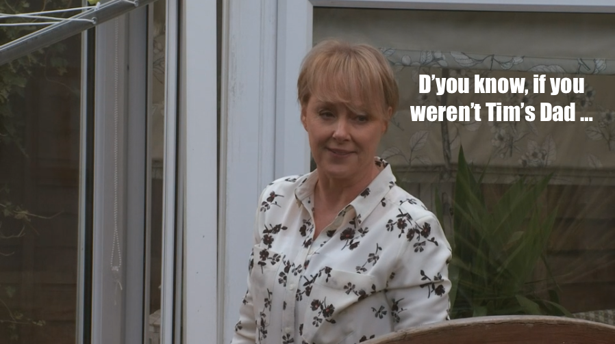 corriepodcast's tweet photo. About the only thing in tonight's @itvcorrie that made me smile. Almost had to turn off that final scene. Wonderfully written and played by @shelleyking55 and @1IanBartholomew, but so harrowing to watch. #corrie #timsdad #yasmeen https://t.co/pu3JOuMZAw