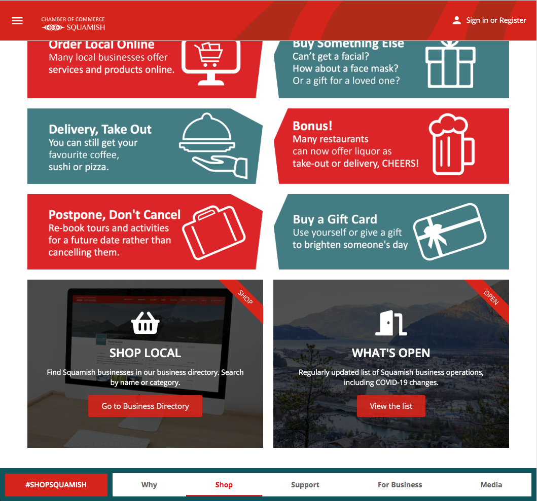 SharpWebService's tweet image. There are a lot of reasons to buy local right now and they were getting hard to navigate on the Squamish Chamber's page.  Sharp Web was able to come up with a solution that organized it and made the page easier to navigate with a jump menu.  See squamishchamber.com/supportsquamis…