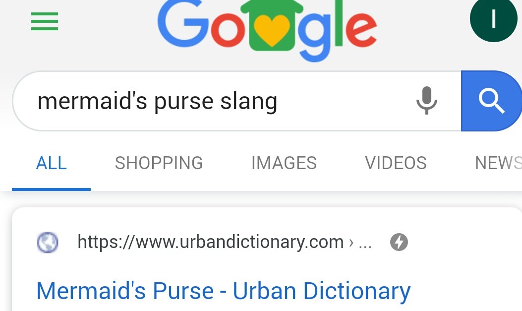 I then googled 'mermaids purse slang' and had success.....