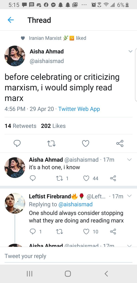 It's like it simply does not occur to them that it is possible to read something and not be persuaded by it! This bizarre hybrid of intellectual narcissism and intellectual deference is just astounding, and it seems to be almost everywhere in Marxism as a political identity.