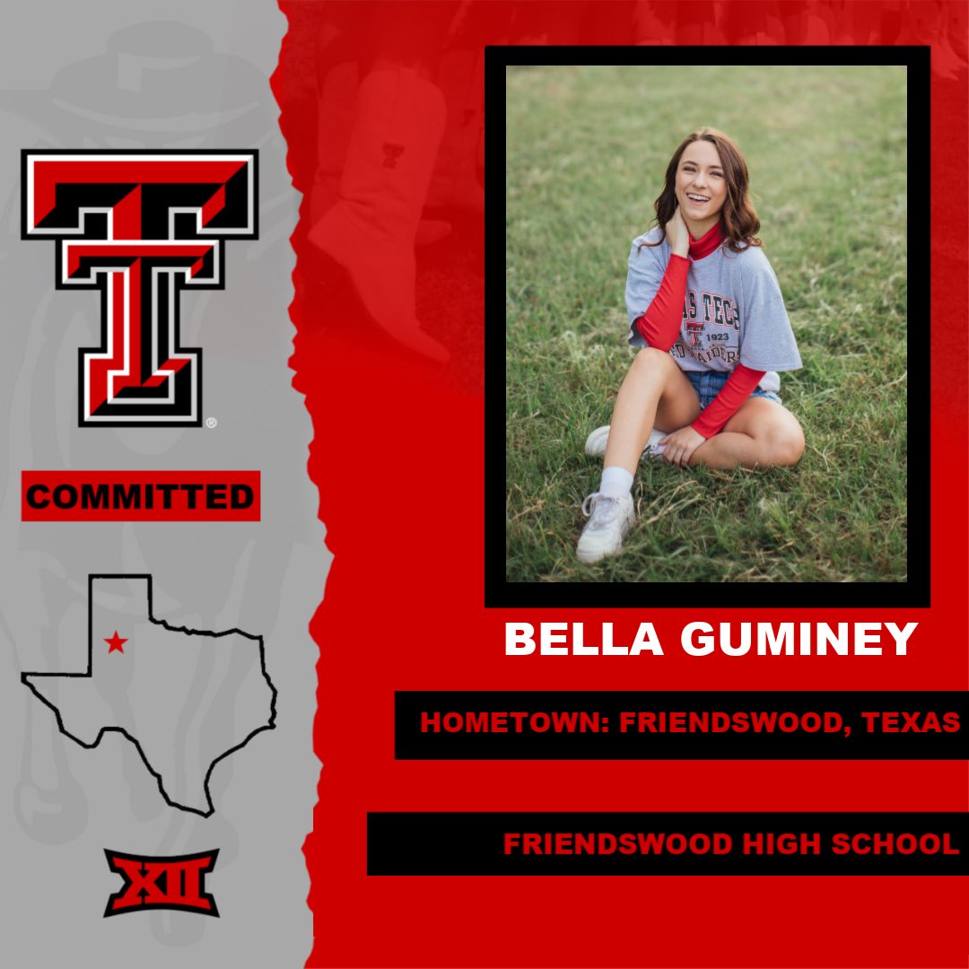 ttupom's tweet photo. We are excited to announce our last rookie commit of the 2020-2021 season! Please help us welcome Bella, from Friendswood, Texas to the Texas Tech Pom Squad! #techpom #wreckem https://t.co/Eu21JOYK5H