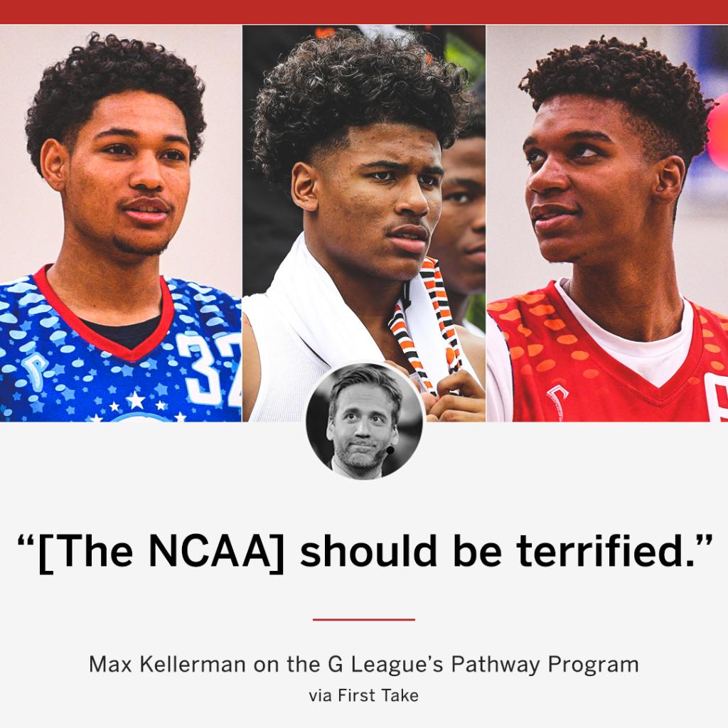 Should the NCAA worry about the G League's new program? 🤔 

(via <a href="/FirstTake/">First Take</a> | <a href="/maxkellerman/">Max Kellerman</a>)