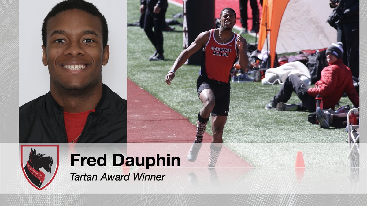 tartanathletics's tweet photo. Senior Fred Dauphin is the 2020 Men’s @MellonField Field Tartan Award winner! Coach Aldrich says, “Fred is an incredible leader, teammate and so much more. His smile lights up the track along with his socks!” #TartanProud #CelebrateTartans #VirtualCMU https://t.co/Us4rw3mIPF