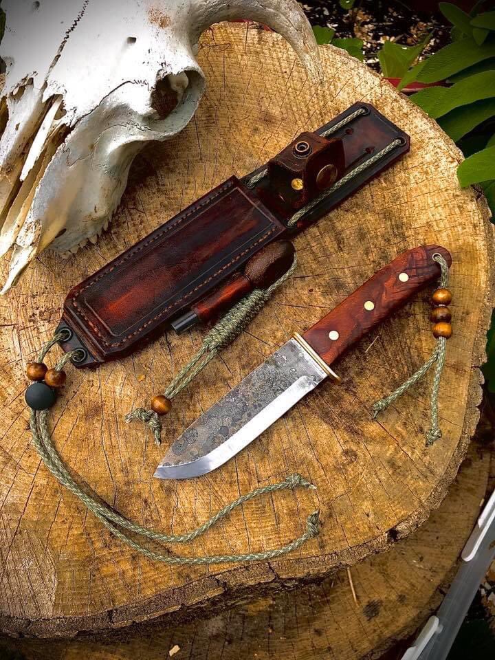 Mark 2 of the MOD Survival knife tribute complete.
1095 High Carbon Steel
Hardened/tempered to a Rockwell 58-59
Scandi grind
Flame Poplar wood handle scales (stabilised)

#forged #knifemaker #cornwall #handforged