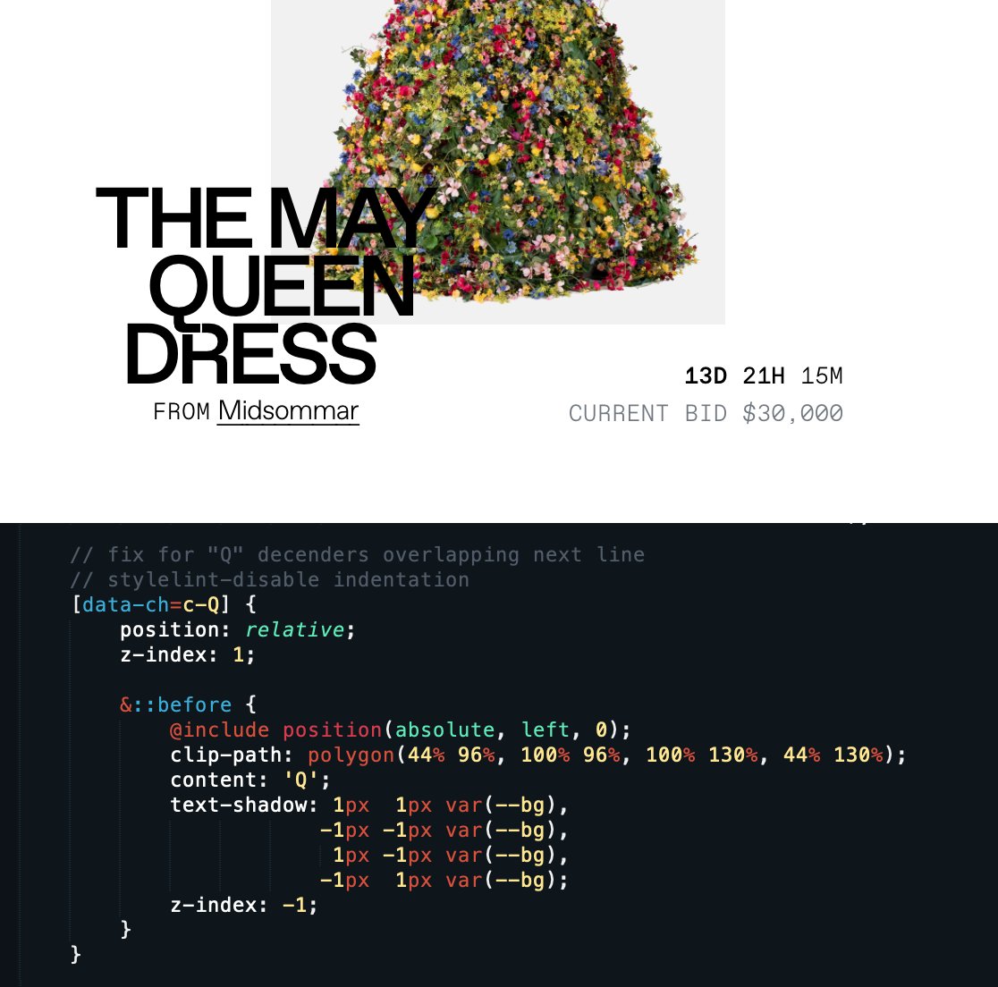 For recent project a24auctions.com we sweat the details on custom context-specific kerning settings and adjustments for funky descenders. This is when the name of our company becomes very literal #typography #CSS