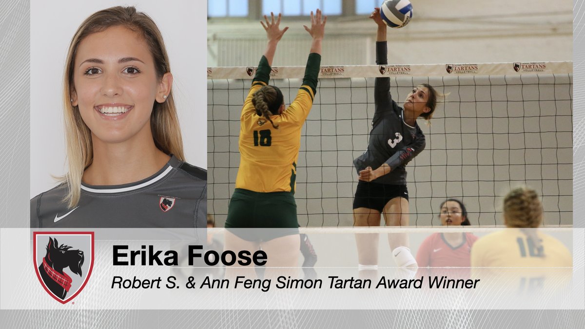 tartanathletics's tweet photo. Senior middle blocker Erika Foose finishes her career with @CMUTartanVolley ranked 28th in the nation in hitting percentage and is this year’s Robert and Ann Feng Simon Tartan Award winner! #TartanProud #CelebrateTartans #VirtualCMU https://t.co/7f8HcqwY97
