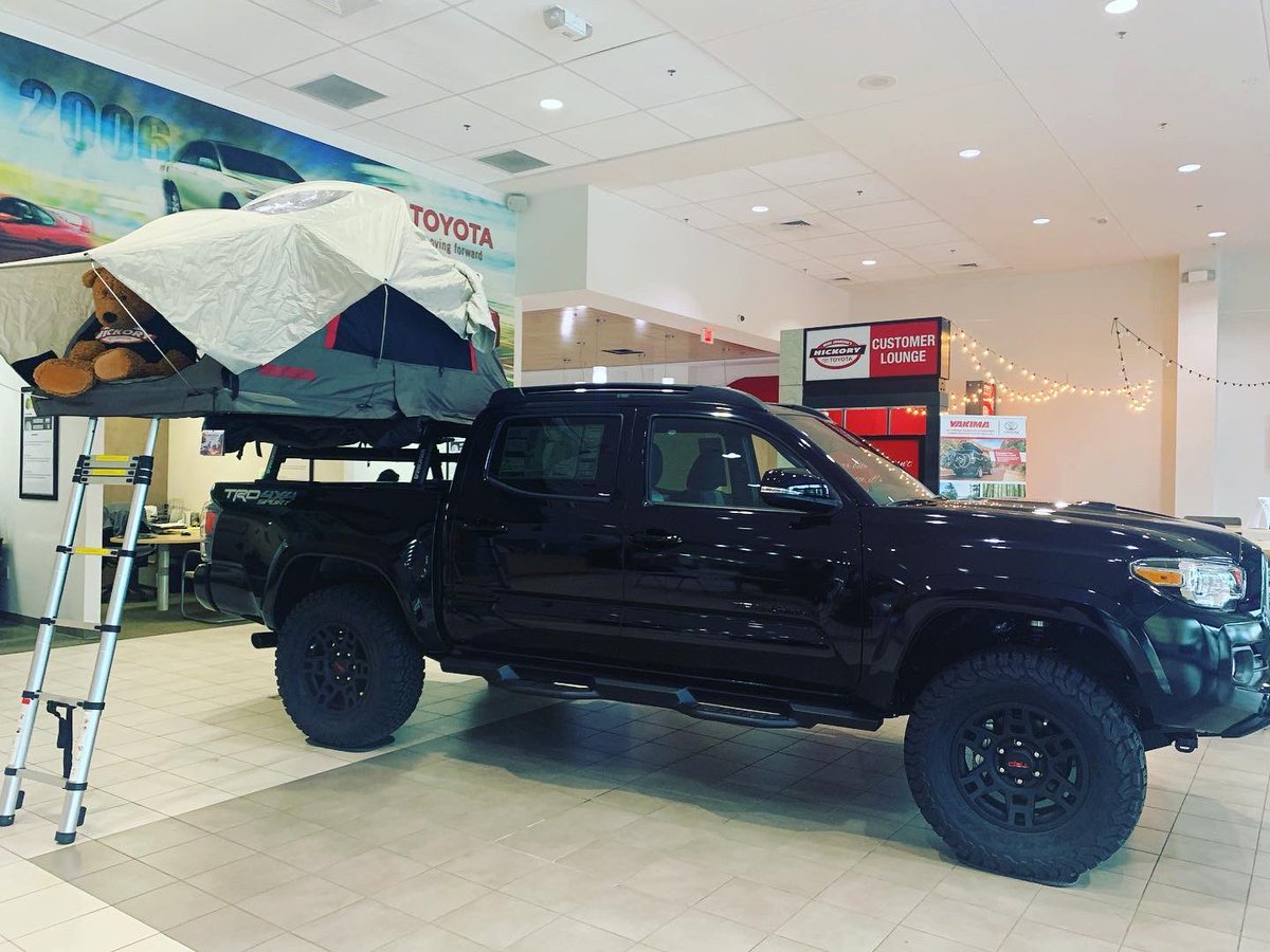 ToyotaMJ's tweet image. Adventure ready! Just built this 2020 Toyota Tacoma sport with tons TRD accessories, Yakima roof top tent and Toytec lift! #toytec #yakima #toyota #adventure #overland shop us now hickorytoyota.com