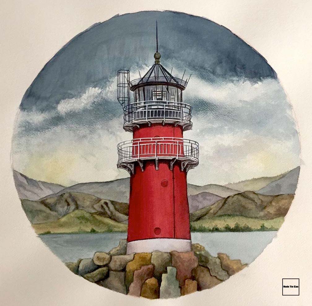 WEEK 4 Online Exhibitions - Features: Jason Pentney 'Lighthouse' #watercolour #artexhibitions #stalbans #herts #art #lighthouse to see more goto nudetincan.com