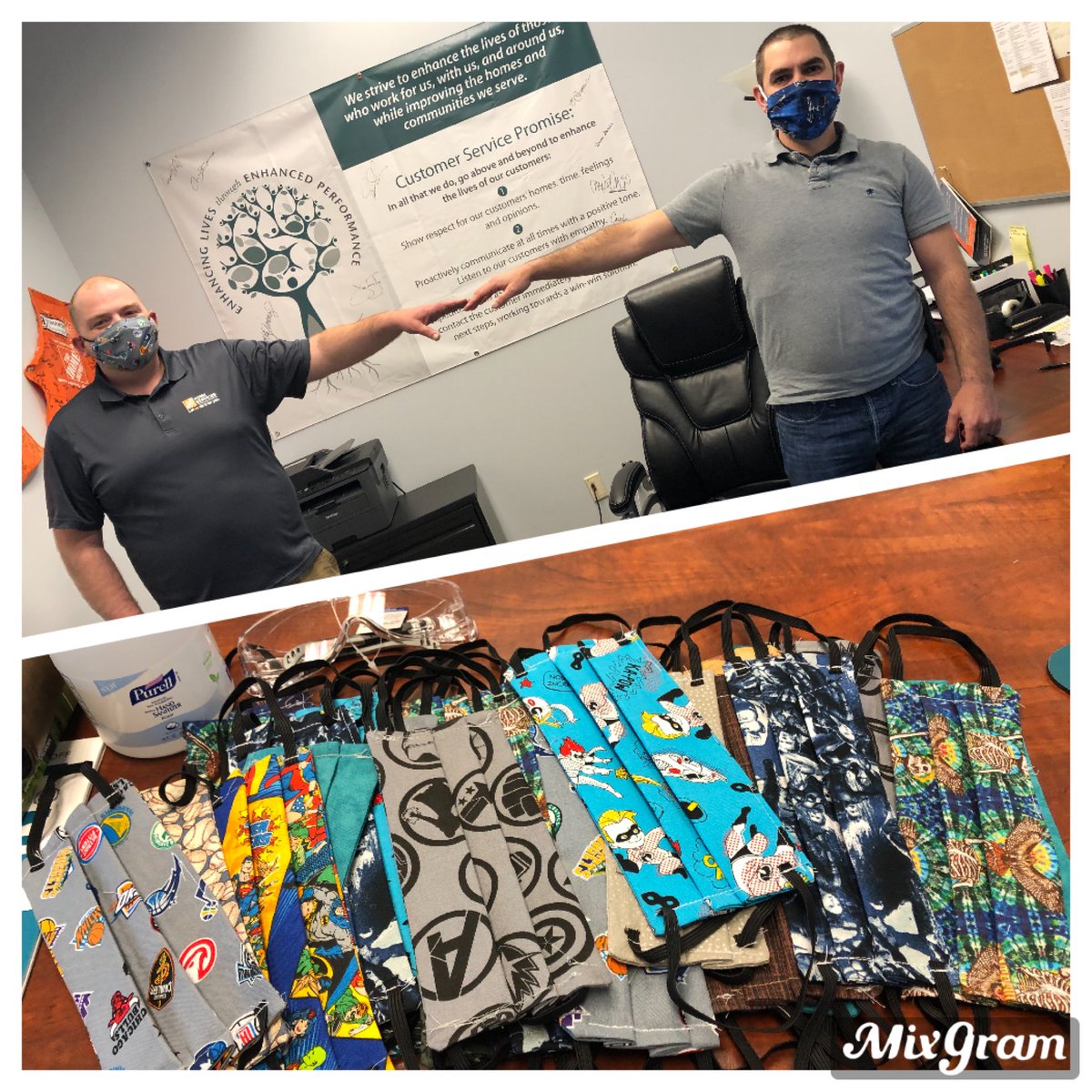 LynisaRomanoff's tweet image. Doing our part supporting our customers and installers... making masks! Showing them off 6’ apart of course ;) @Helki_RR @CraigRROps @brandoncornwell @Romanoffreno