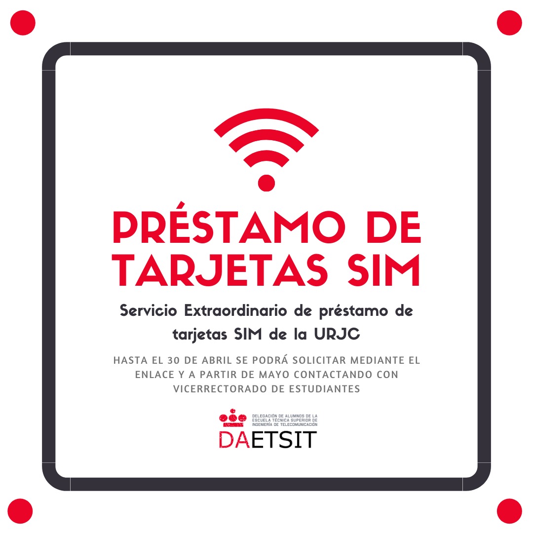 Buenas! Recordáis el préstamo de ordenadores? Han ampliado el plazo hasta mañana jueves 30 a las 23:00 a través del link, también se pueden solicitar tarjetas SIM con datos ilimitados!
x.com/DAETSIT/status…