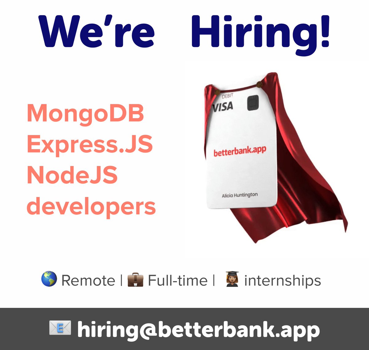 We are actively hiring ExpressJS/NodeJS backend developers for full ...