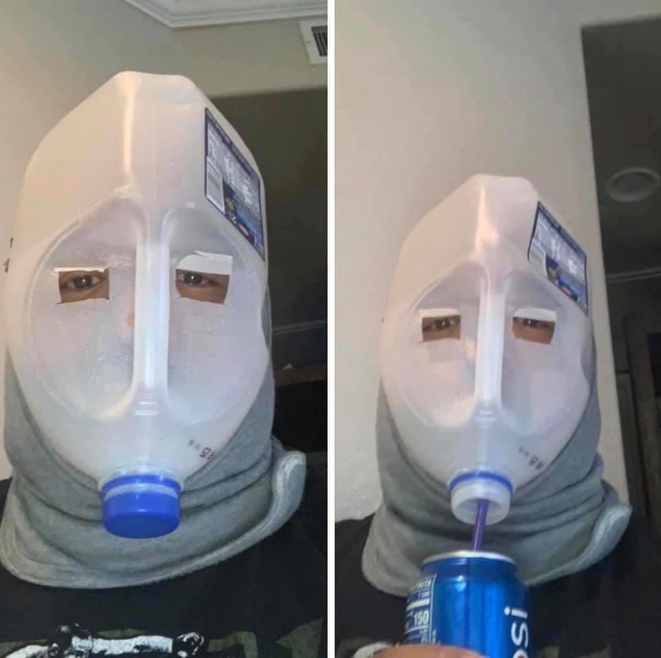 GoHectorV's tweet image. Heard restaurant-bars will be opening soon so here&apos;s a drinking mask 🤣