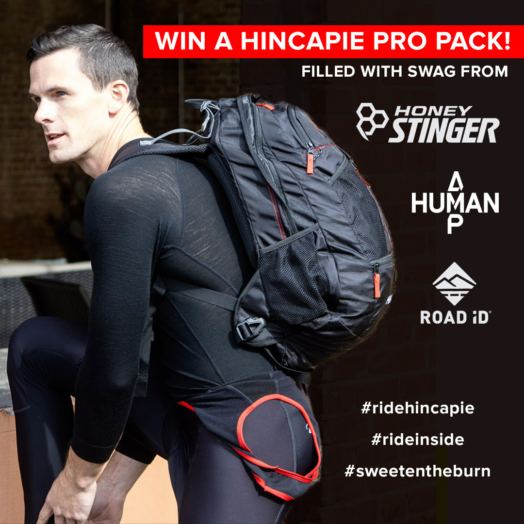 Win a Hincapie Pro Pack filled with swag from <a href="/HoneyStinger/">Honey Stinger</a> <a href="/AmpHuman/">Amp Human</a>  and <a href="/ROADiD/">ROAD iD</a>! Join us TONIGHT at 7:20 pm EST for our weekly <a href="/GoZwift/">Zwift</a> ride. Answer our trivia question on our Facebook page OR post a selfie on Instagram and tag our sponsors for a chance to win. #ridehincapie