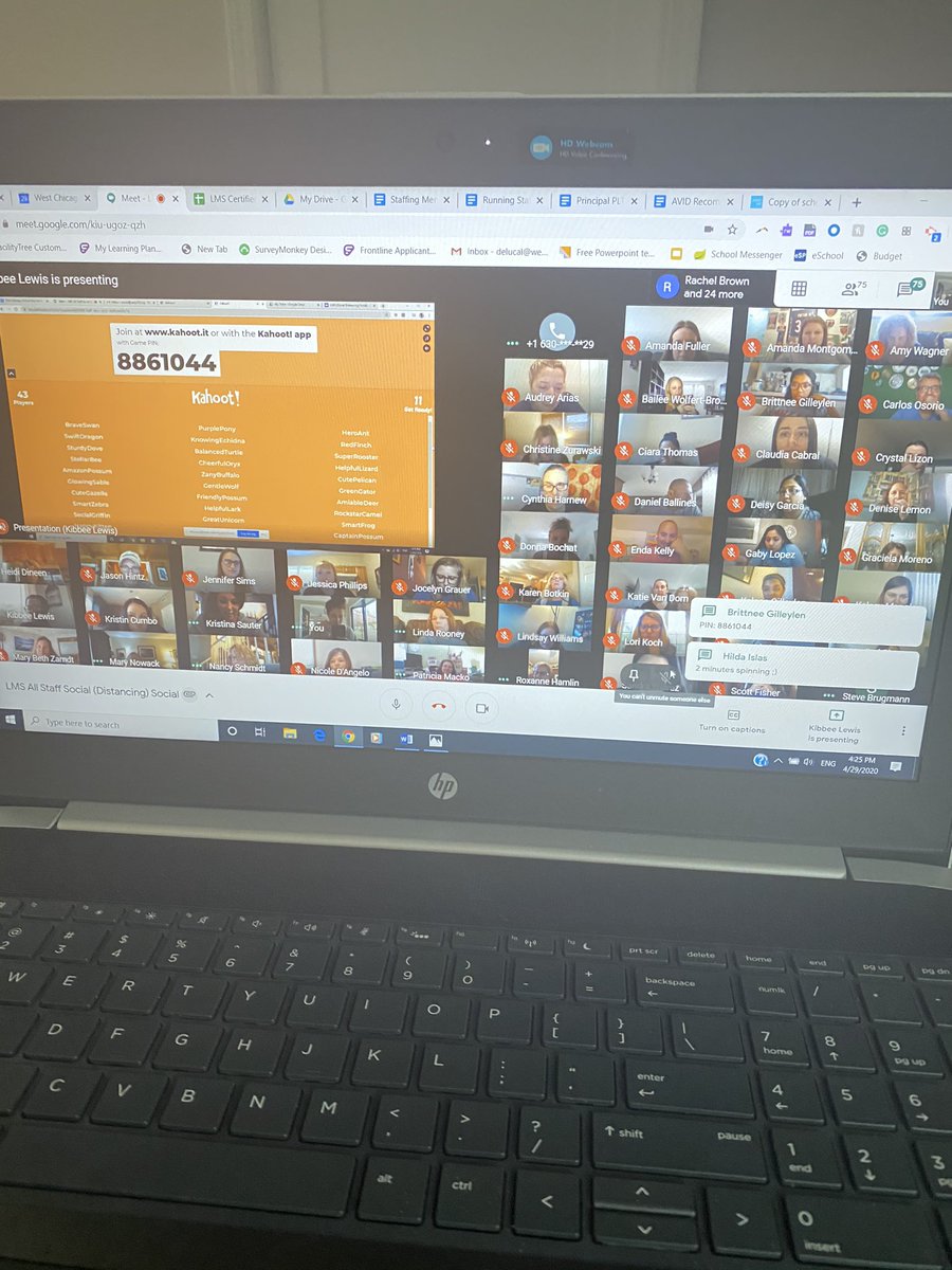 MsLeaDeLuca's tweet image. Just finished a social distancing “social” with staff. Even played a Kahoot! I miss everyone and promise we will have the welcome back celebration of the century when we all get to return to @D33Leman 💙⚡️💙 Thank you for organizing this @kibbee_lewis! #everybodyinLMS @WeGoD33