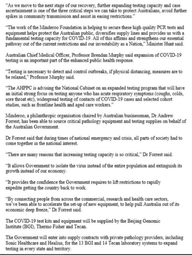 rogersian01's tweet photo. @BreakfastNews @LisaMillar how come Twiggy could arrange 10 mill C-19 test kits for Oz? Then sold on by his foundation to the govt? Tax?? https://t.co/84p61LtK5C