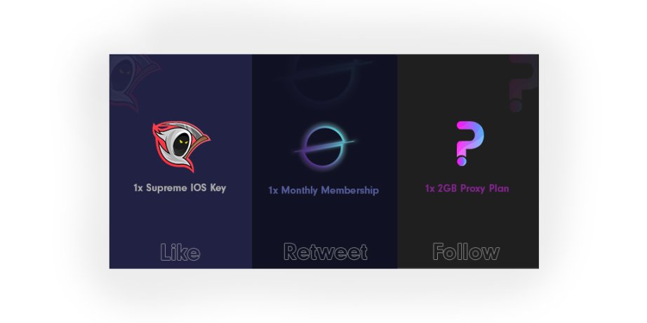 Spectre_AIO's tweet photo. 24 Hour GIVEAWAY🥳

Prizes 🎁
1x @Spectre_AIO Desktop Copy
1x @ParallelIO Monthly Membership
1x @PookyyAIO  2GB Proxy Plan

Rules:
RT and Like
Tag a friend
Follow ALL accounts ✅

Times running enter quick!👀 https://t.co/He1qdyxdTF
