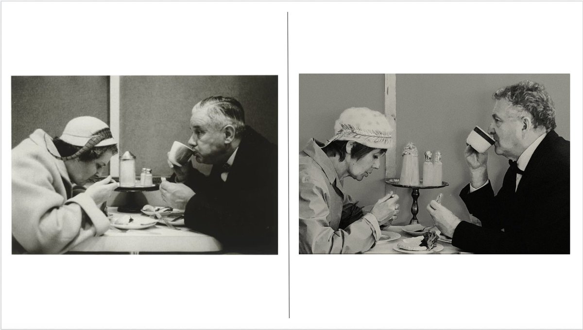 Day 41Couple Eating, NYC, by Diane Arbus, 1956.Couple Eating, Dublin, by Molly O'Cathain, 2020. #parentalpandemicportraits