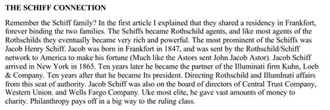 His daughter Frieda married into the Warburg family (federal reserve). Jacob Schiff great grandson through David T Schiff is Andrew Schiff, husband of Karenna Gore Schiff (daughter) of AL gore. The father of Al Gore was an associate of communist agent..