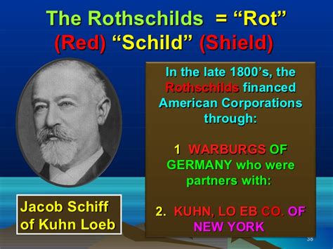 Revolution which massacred millions of Christians across Russia. This Rothschilds cousin quickly implemented the family formula, Jacob, along side brother in law Paul Warburg waged a relentless campaign towards an American Central bank, those who opposed...